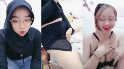 Hijab Hitam Live Pamer Tubuh Mulus Memek Basah Becek